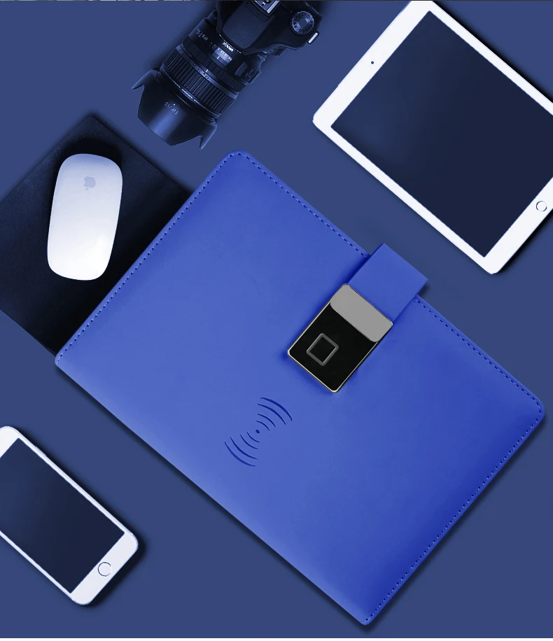 speaker and recording notebook in fingerprint lock with powerbank notebook for a5 notebook