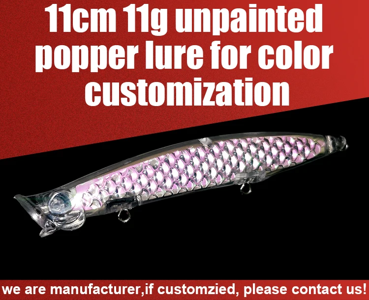 11g11cm Paint Blank Lures Unpainted Popper Fishing Lure Mold Hard Blank