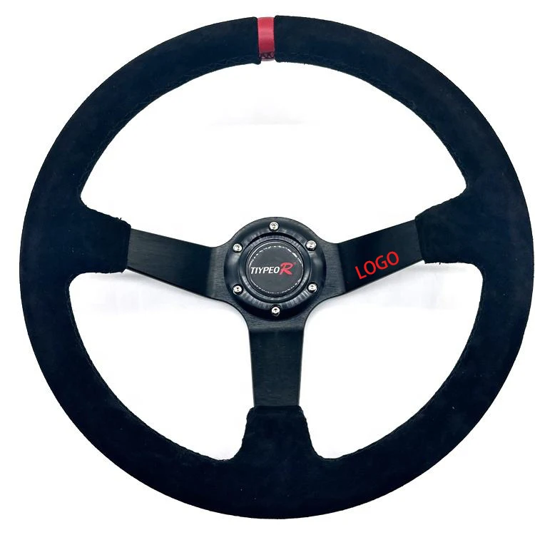 TIYPEOR Universal 350mm Suede Drift Red Perforated Rally Deep