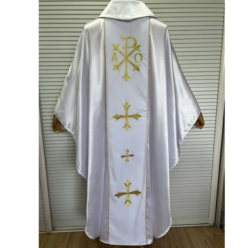 Белый атлас с перекрестной вышивкой, папа, священник, Chasuble
