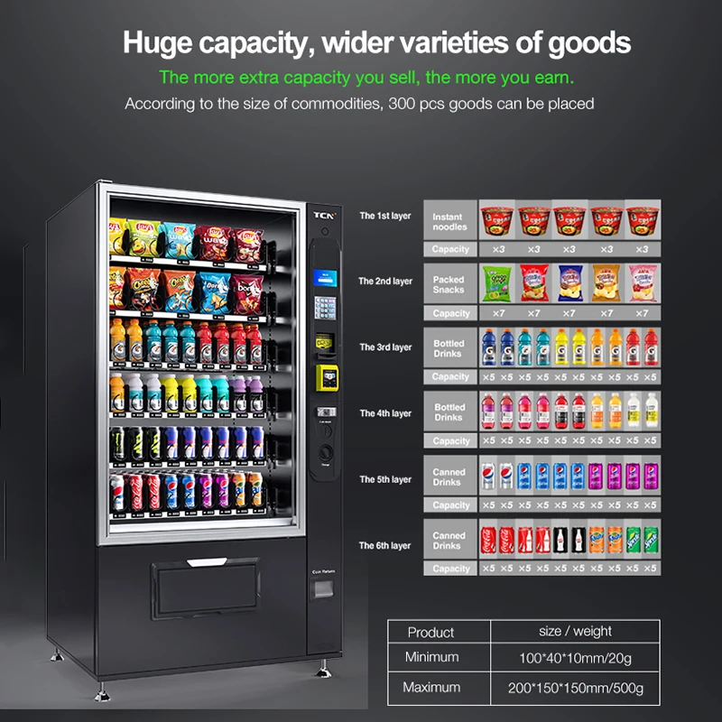 TCN Drink Snack Vending Machine Customized Snackautomaten Vending Export to Europe