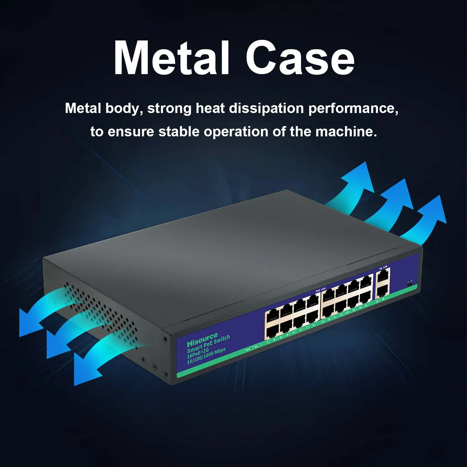 Best Seller/Full Gigabit PoE Switch16+2 100/1000    DC 52V 4.8A IEEE802.AF/AT Support VLAN for IP Camera/Wireless AP