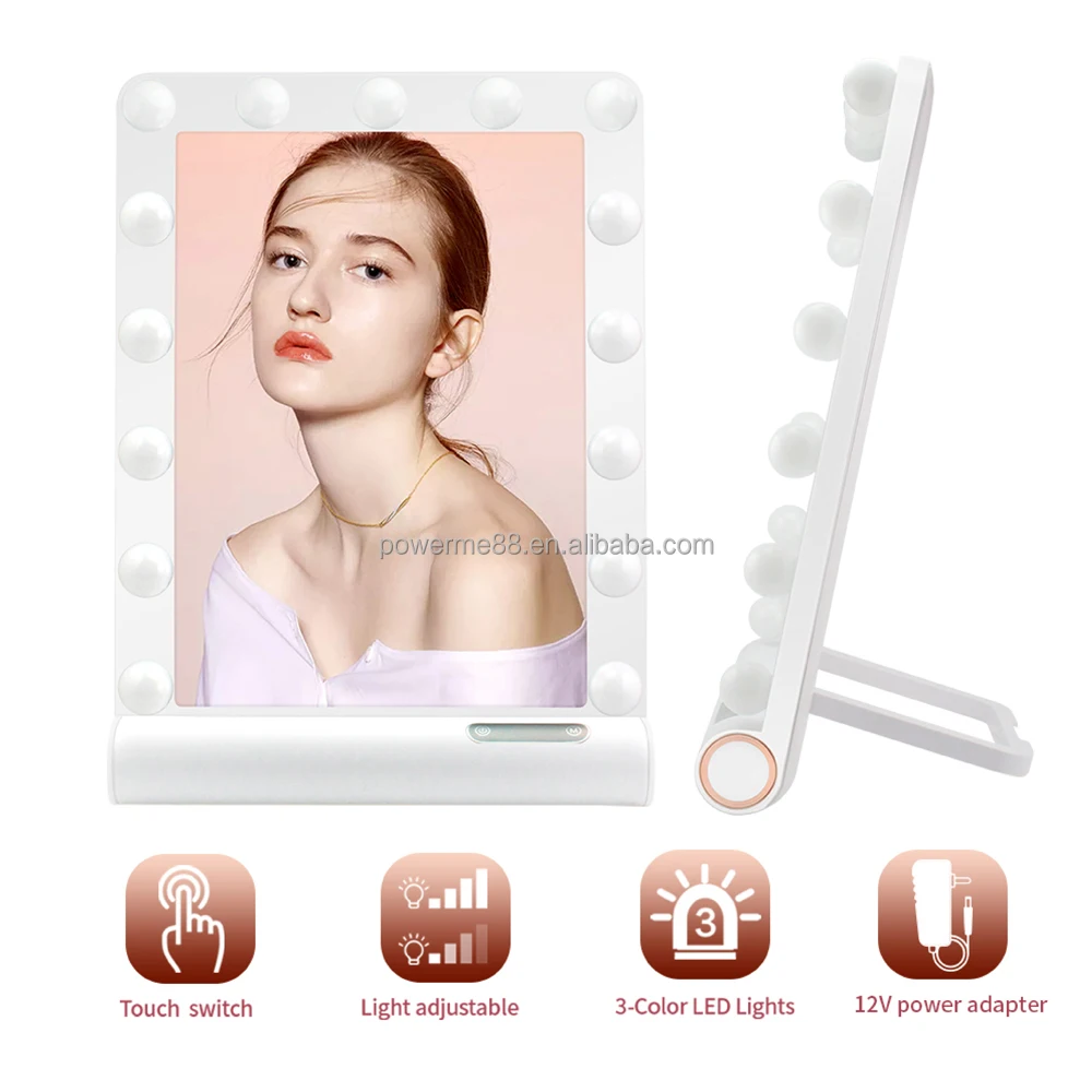 Makeup Mirror Touch Screen Vanity Mirror With Led Brightness Adjustable