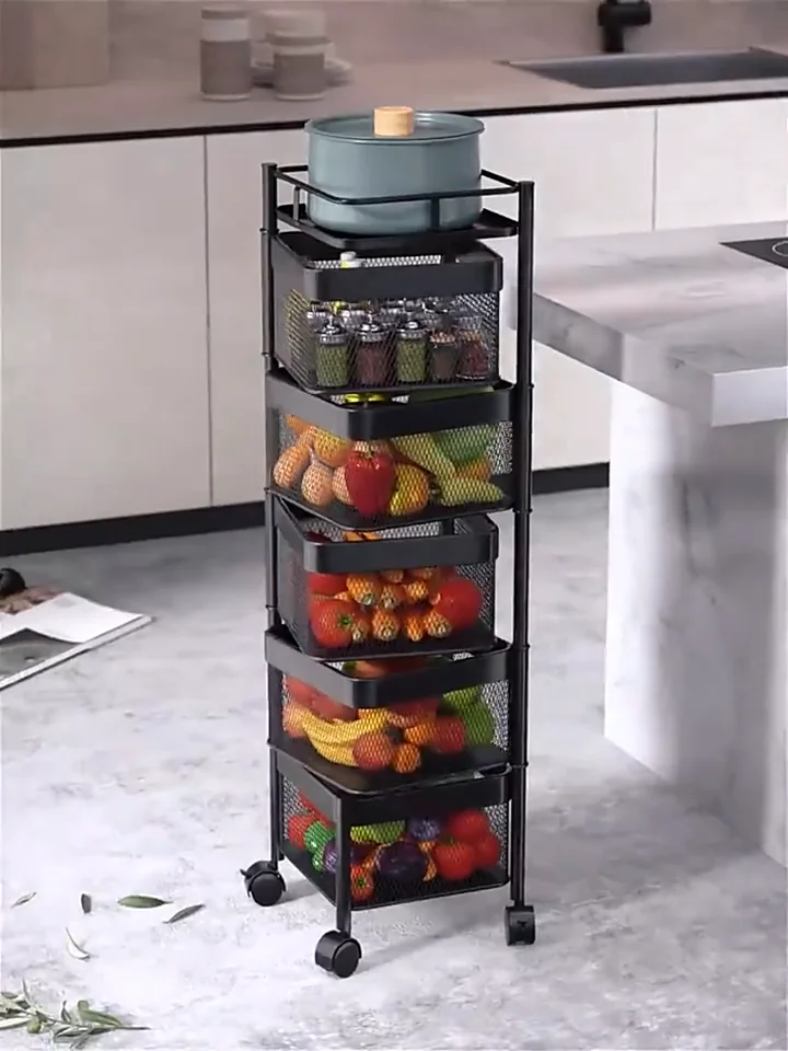 Kitchen Rotating Shelf 360 Degree Baskets Fruit Vegetable Storage Rack