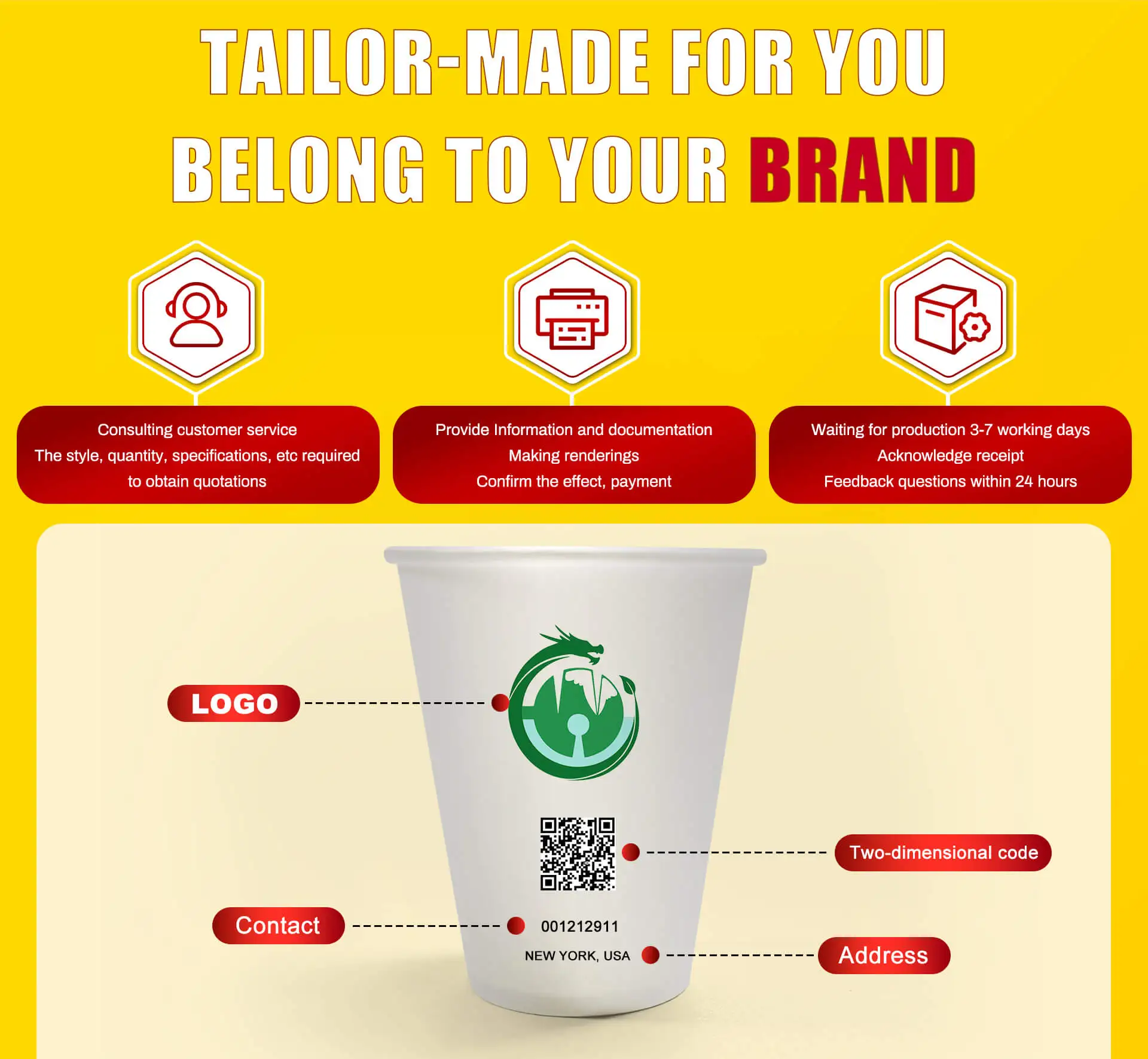 Customize Logo Design Paper Cup 6/8/10/12/16 Oz Ripple /single/double