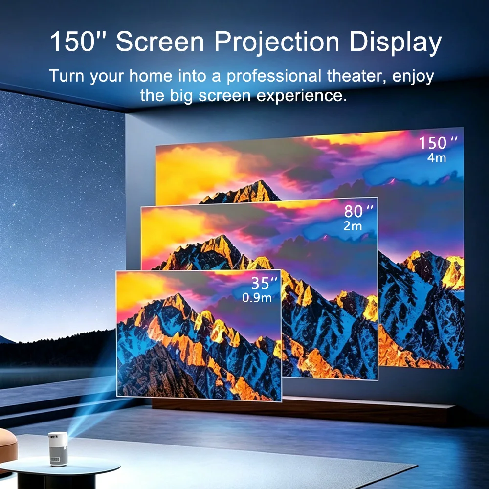 Factory Direct Portable WiFi6 LED Projector 4K Outdoor Mini Android 14 720P Built-in 3200mAh Battery Smart LCD 170 ANSI Lumens 4 Factory Direct Portable WiFi6 LED Projector 4K Outdoor Mini Android 14 720P Built-in 3200mAh Battery Smart LCD 170 ANSI Lumens - Image 4
