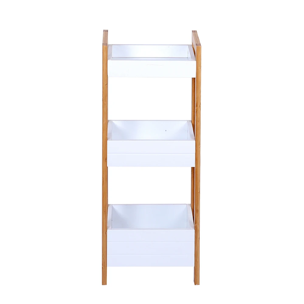 Lisbet - Shower Shelves 3-Tier Bamboo Bathroom Wood Shelves