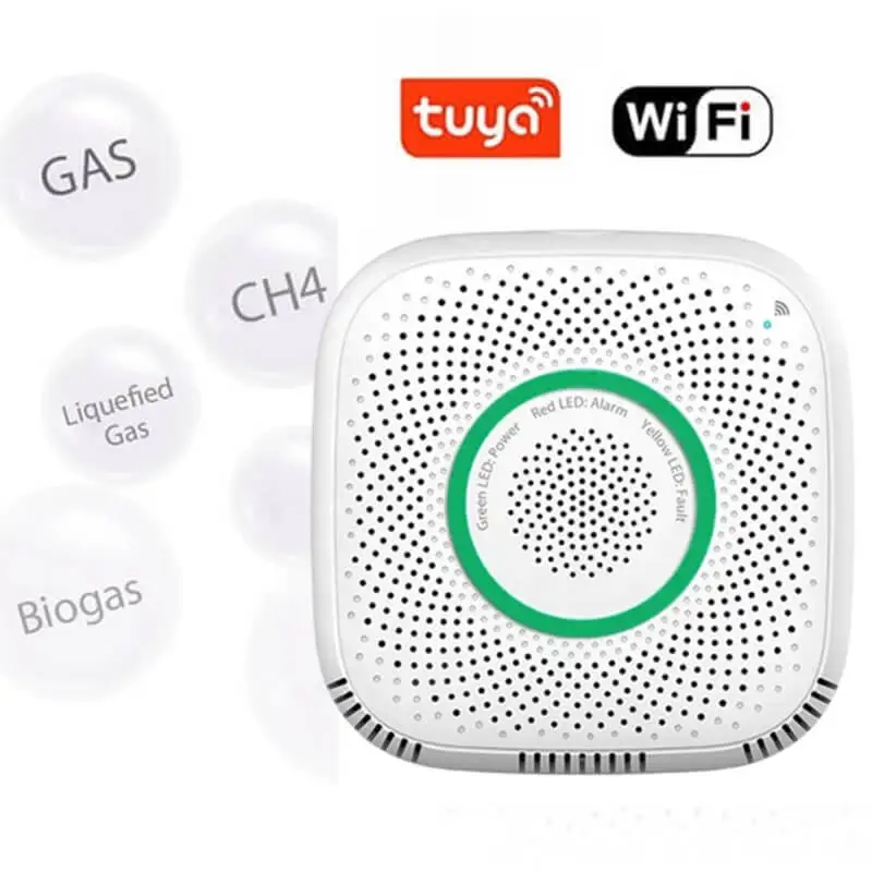 Tuya Wifi Smart Gas Alarm Sensor Combustible Gas Leakage Detector with Fire Security for Home Use