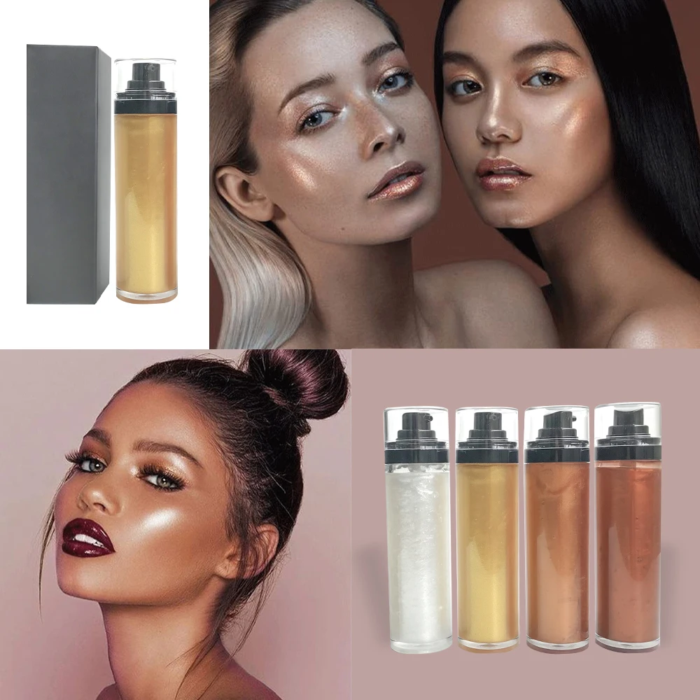 Индивидуальные товары, частная марка, веганский макияж, мерцающий масляный Хайлайтер для тела, упаковка, блеск для тела