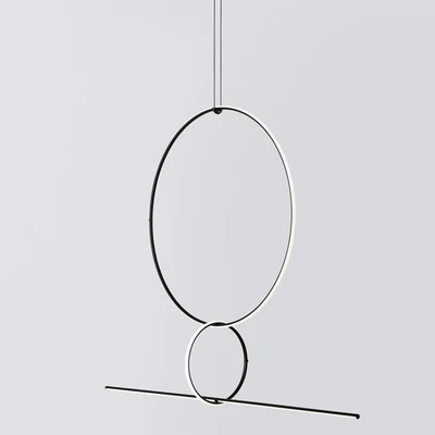 Modern Minimalist Geometric Line Light LED Round Restaurant Chandelier Scandinavian Designer Model Room Stair Chandelier