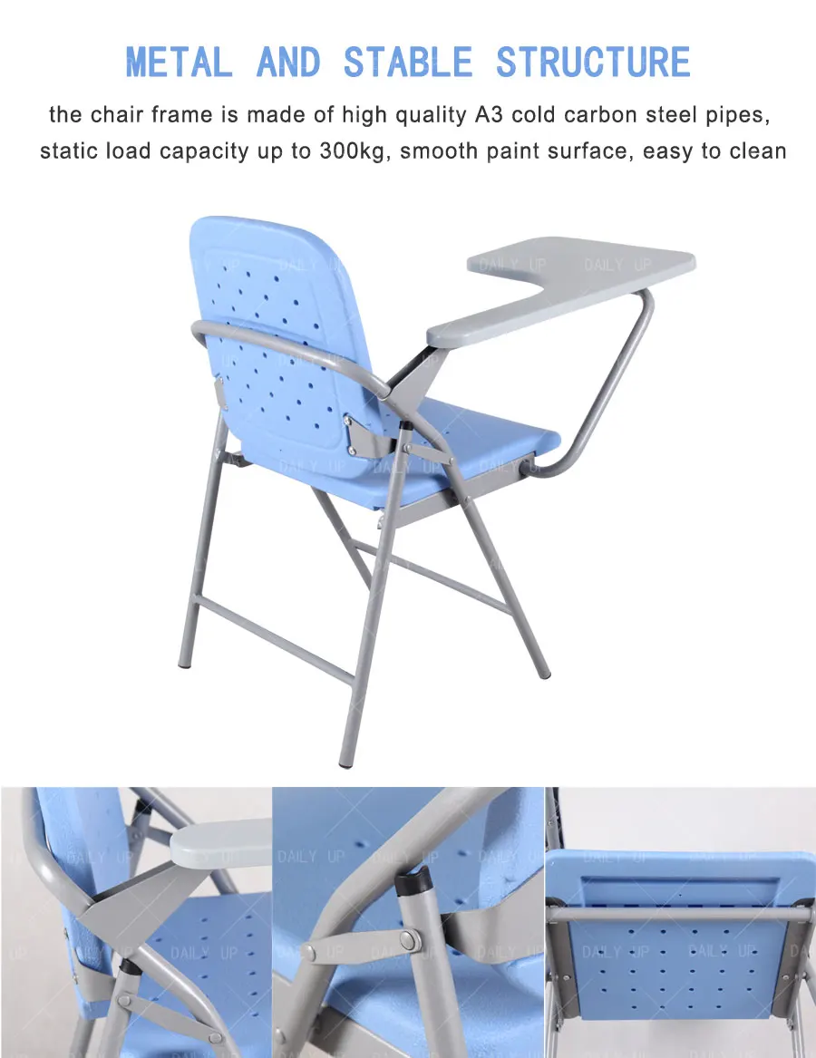 HDPE Folding training Chair Desk School Chair with Writing Pad Training Chair with Book Basket