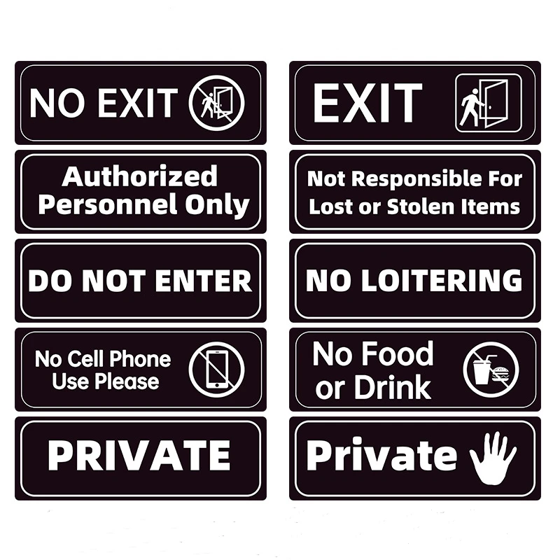 Дверной знак черно-белый дверной плакат клейкая задняя видимая вывеска для офисных и ванных