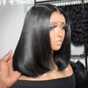Human Hair lace frontal Bob Wig-nature color