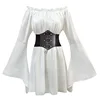 White, extra-long top (waist belt)