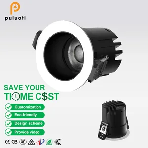 High Quality 15W 75mm Black COB LED Spot Down Light Modern Design Aluminum Ceiling Recessed Spot Light for Office Home Hotel