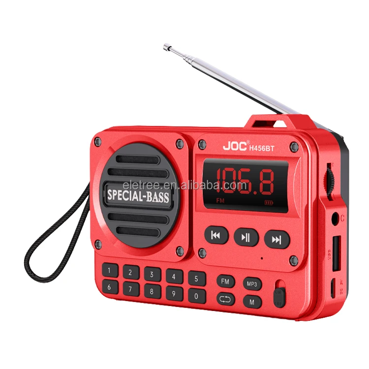 JOC NEW H456BT Rádio FM portátil com gravação e tela LCD