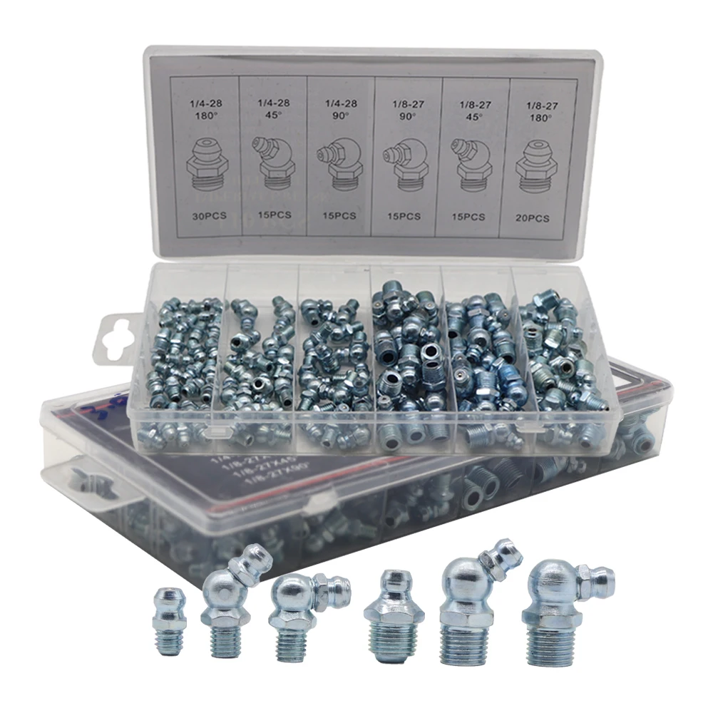 110pc SAE Hydraulic Grease Fitting Assortment Set 