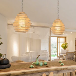 Wholesale Best Sales High Quality Modern Handmade Indoor Decoration Wicker Natural Rattan Pendant Light