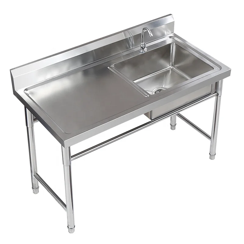 Durable Stainless Steel Washing Sink With Drainboard Hot Sale Stainless Steel Commercial Kitchen Sink