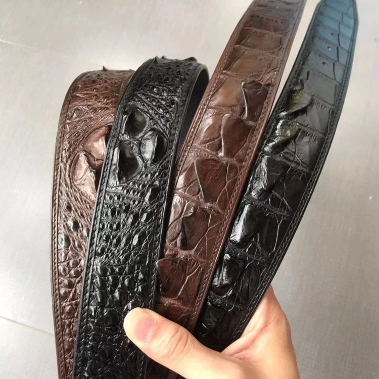 Luxury Black Brown Thailand Real Crocodile Skin Belt Strap