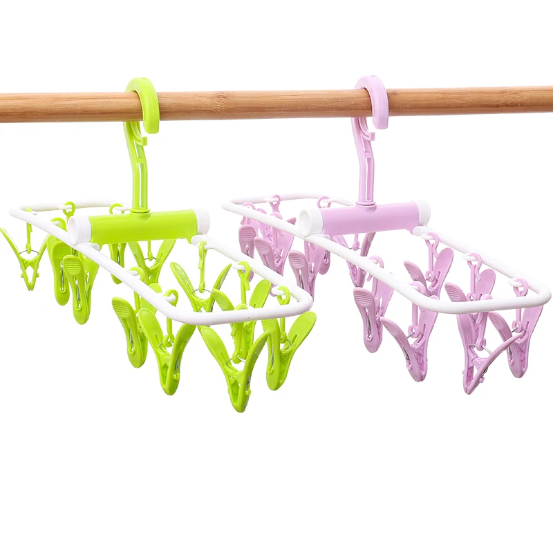 360 Rotating Multi Functional Colorful Candy  12 Clips Hanger  Plastic Drying Rack
