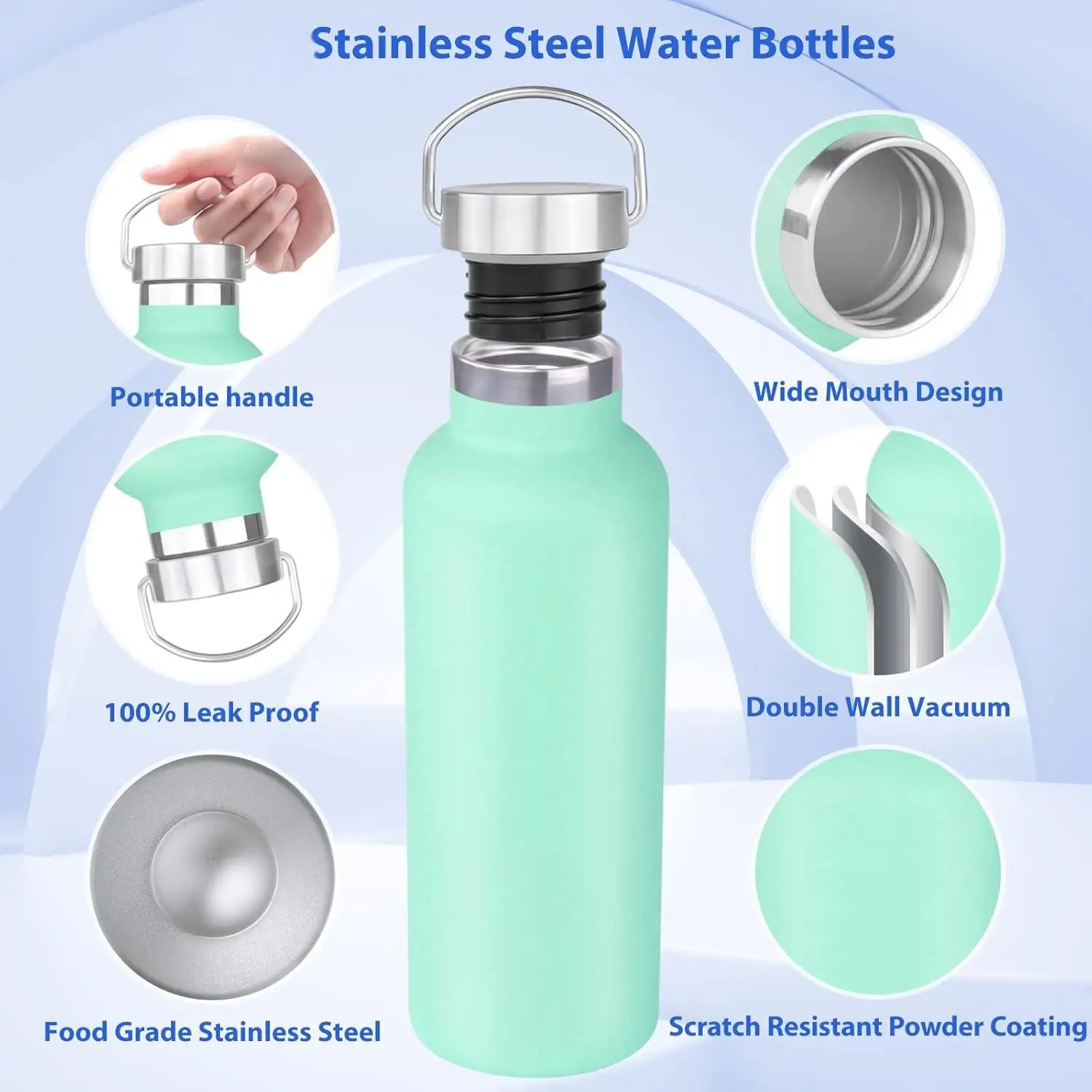 Customized Color Logo 500Ml Reusable Gym Sport Metal Bottles Stainless ...