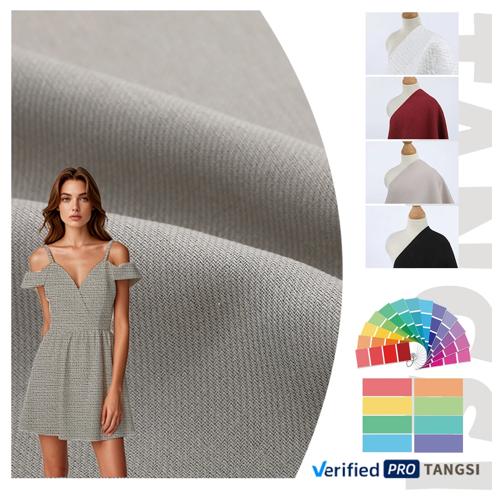 New Style Woven Plain Linen Fabric Breathable Eco-Friendly Women and Men Custom Dress Fabric for Clothing