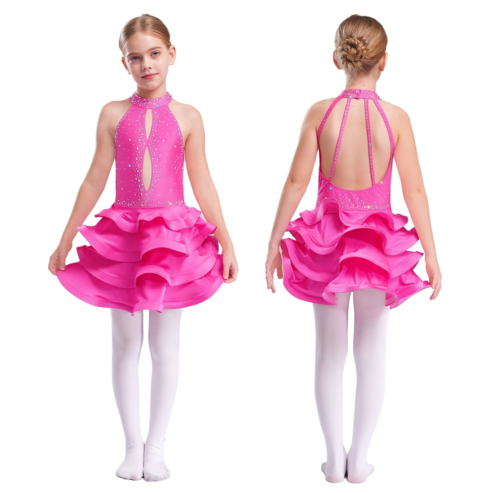 Samba Latin Dance Costume Kids Cha Cha Rumba Tango Latin Dance Dress Girls Professional Ballroom Dance Competition Dresses Child - 200000532