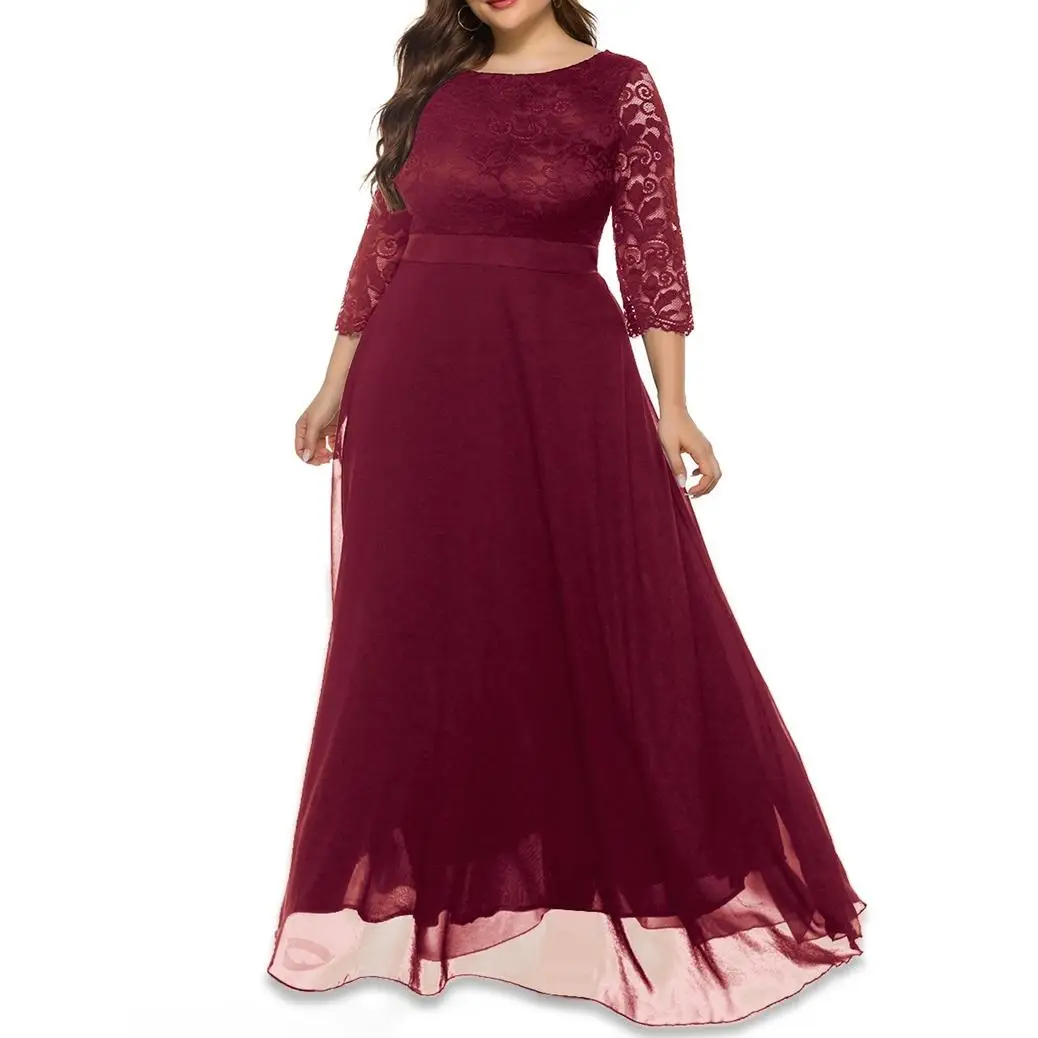 Plus Size Elegant Party Evening Wedding Formal Dresses for Women Plus Size  Women's Clothes New Lace Evening Dress