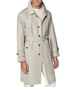 Polyester Spandex T800 Four Way Stretch Waterproof Fabric Khaki Trench Coat Jacket for Men Weft Lining for Waterproof Wind Coat