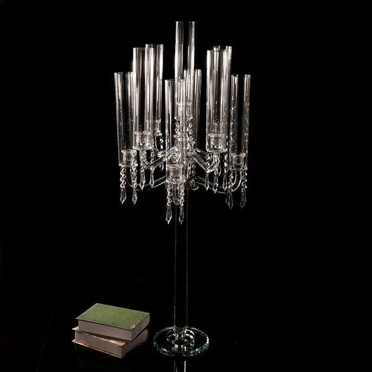 
 MH-ZT286 9 руки с украшением в виде кристаллов канделябры свадебного стола стеклянные трубки центральные подсвечник  
