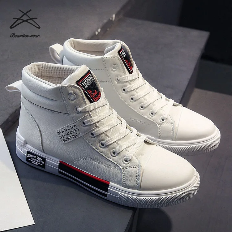 Mens Spring High Top Fashion Men Sneakers Pu Leather Walking Trainers ...