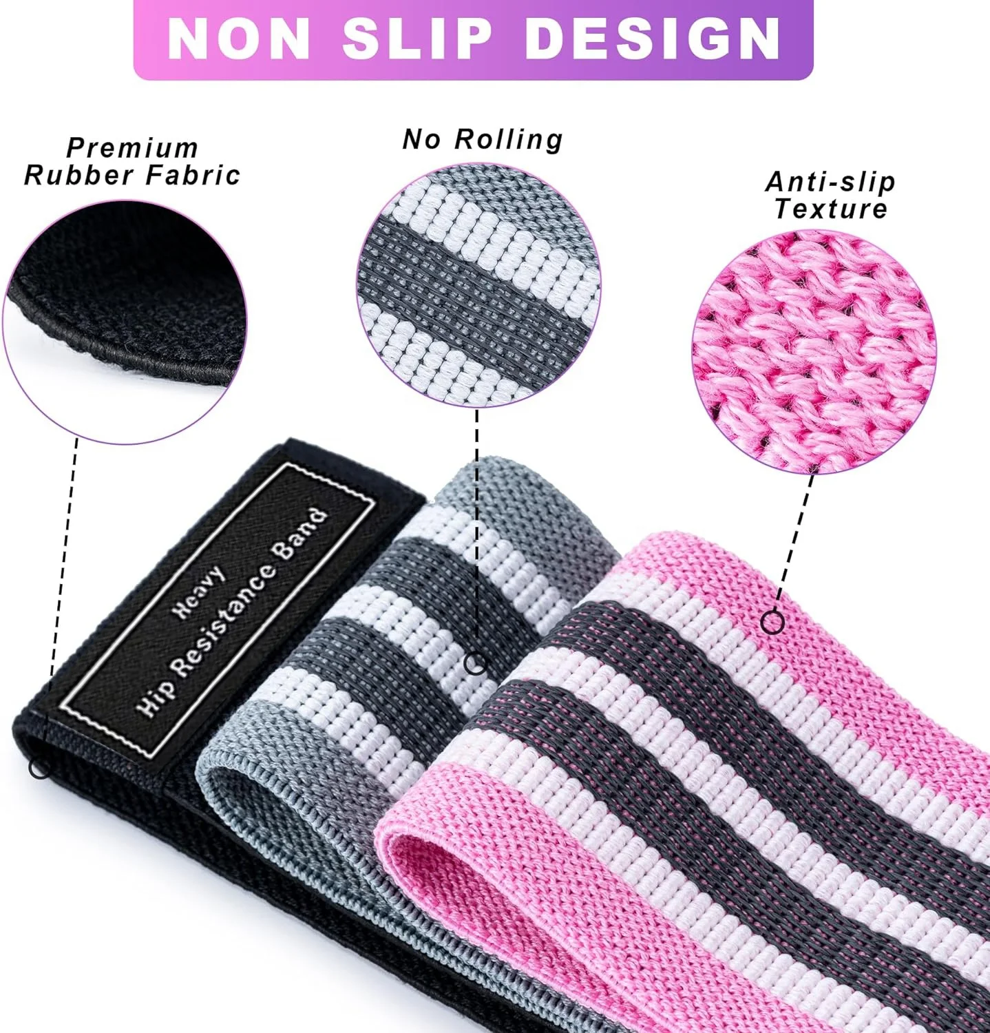 Hq Rubber Gritin Resistance Bands Wholesale Elastic Loop Fabric