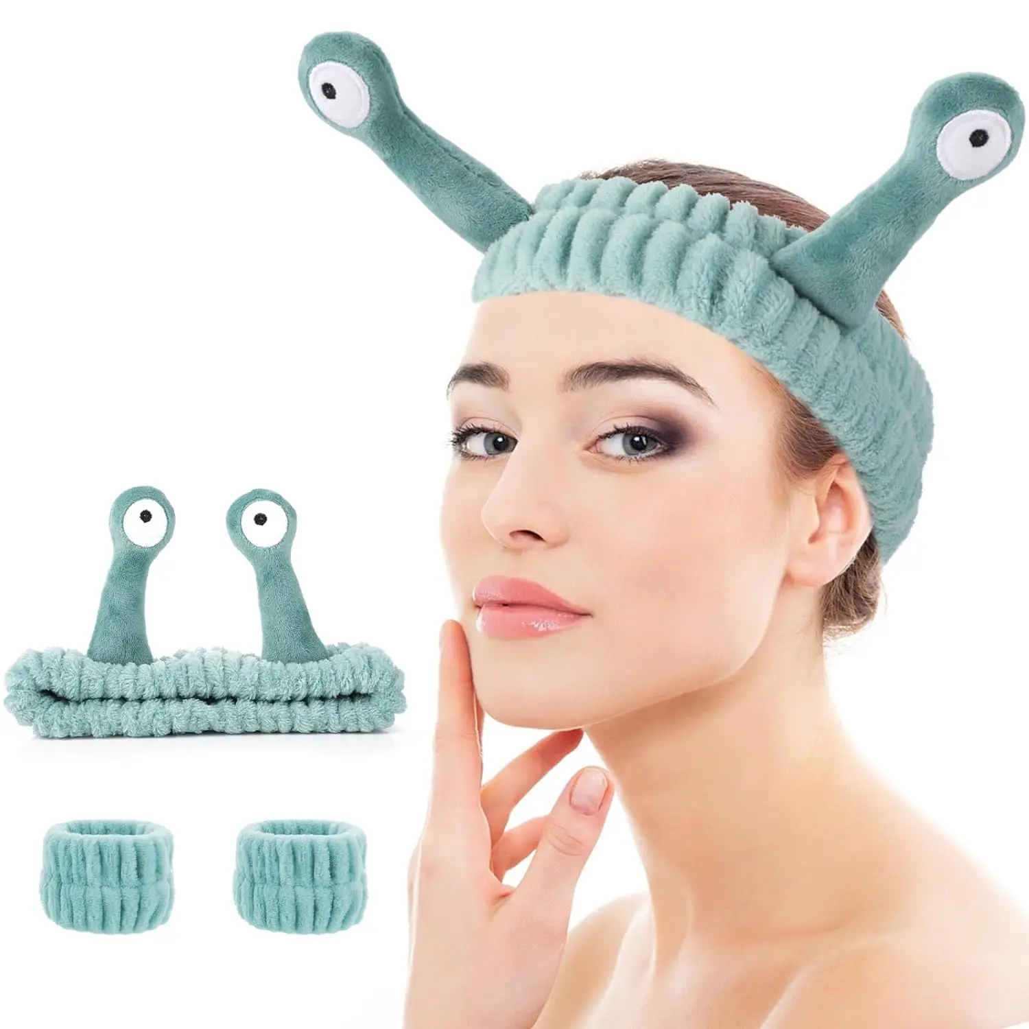 Snail Coral Fleece Hair Band Skincare Elastic Cartoon Head Wraps Cute