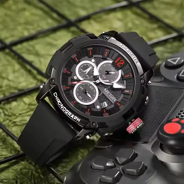 Chronograph Relojes Megir Opiniones Nueva Moda Megir 2208 Silicona