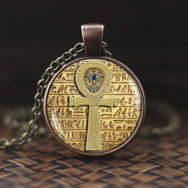Symbol of Strength Egyptian Scarab Glass Dome Pendant Necklace Ancient Eye of Horus Egypt Jewelry Fashion Charm Women Gift