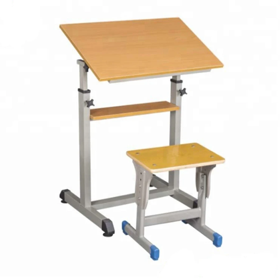 Factory Price Height Adjustable Drawing Board Table Students Wood Tabletop Drafting Table