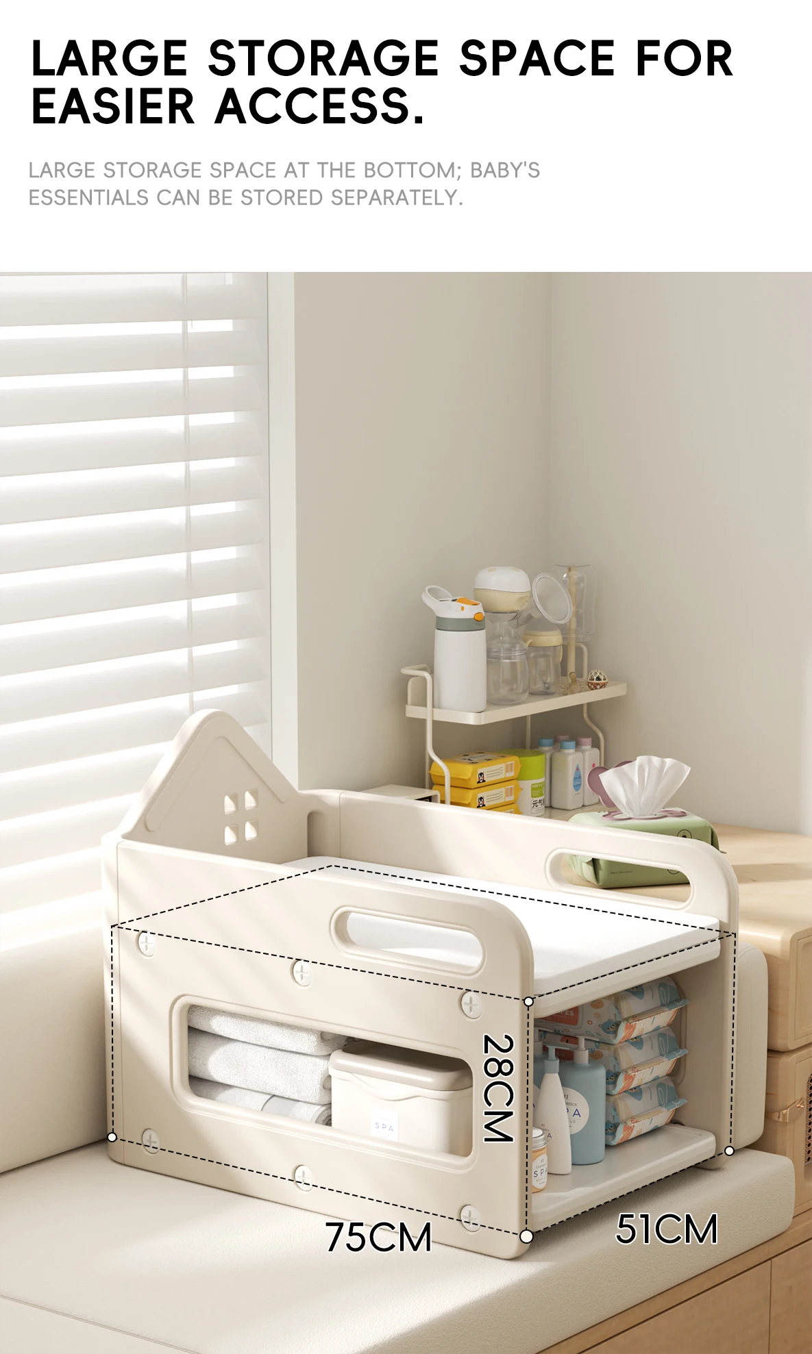 Feelkids Bay Window Diaper Changing Table Baby Multifunctional Nursing 2in1 Plastic Diapers and Diaper Changing Storage Box Crib supplier