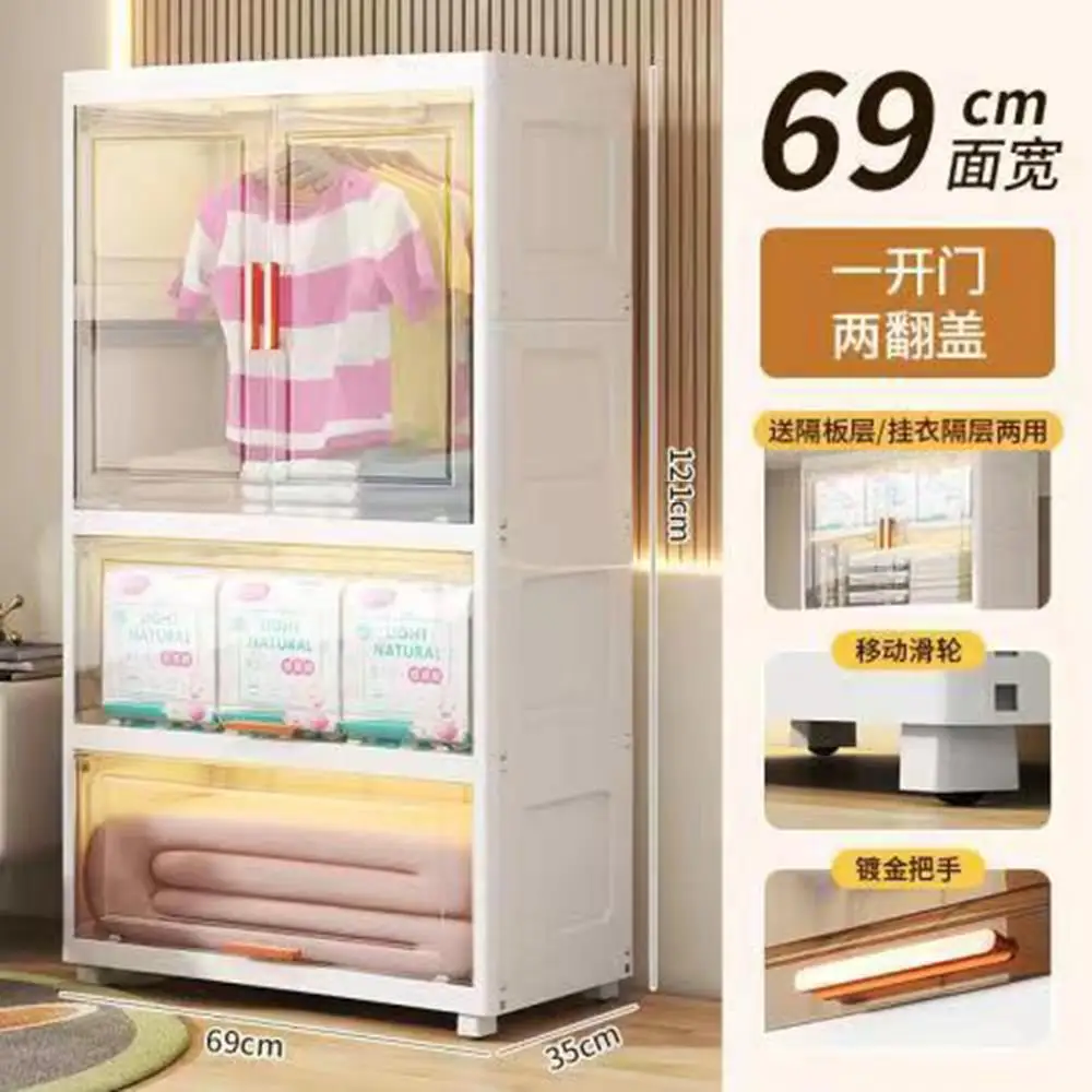 portable dresser closet Portable Wardrobe Closet Storage Organizer for Clothes,Clothes Dresser, Magnetic Doors with 4 Cubes & Hanging Rod,10 pcs hangers , Baby Wardrobe Storage Cabinet,White