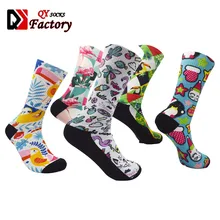 Custom design digital 3D Seamless printed socks white polyester sport all over printing socks