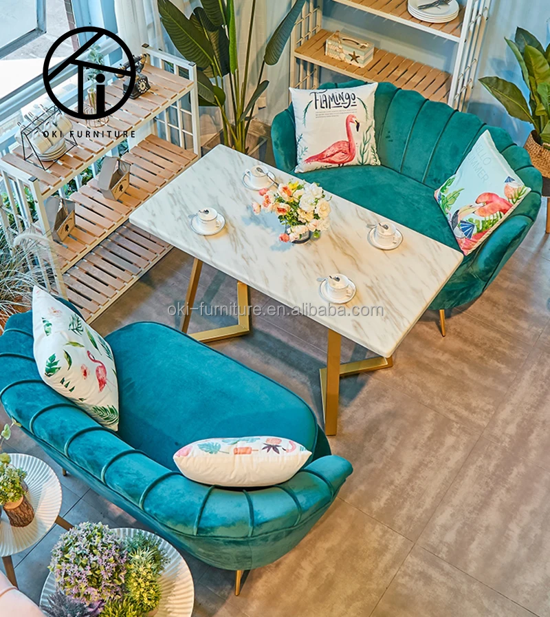 Luxury Restaurant Coffee Shop Cafe Furniture Leather Armchair Dining Room Table Chairs Set