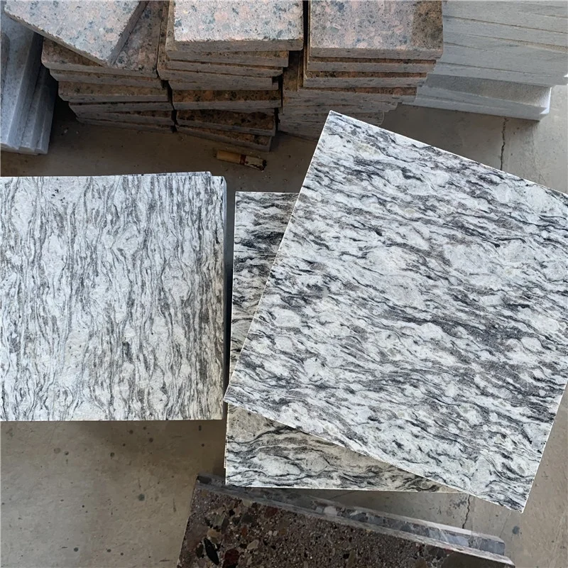 Sea Wave Grey Slabs Spray White Kitchen Countertops Slab Granite