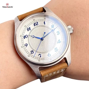 Custom Logo 39mm Vintage Pilot Wristwatch NH35A Automatic Movement Waterproof Dive Mechanical Watch Men Leather Strap