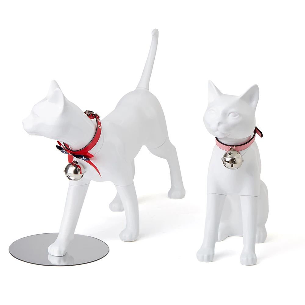 KITTY Cat Model Window Display Cute Pet Props Display Stand Glossy White Full Body Fiberglass Cat Mannequin Cat Model     n