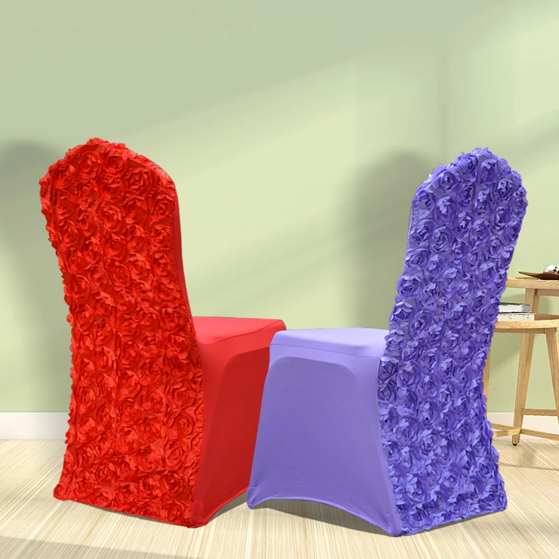 Luxury High Stretch Spandex Wedding Banquet Dining Rosette Flower Chair
