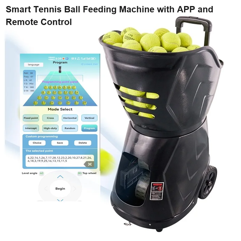 Customs tennis ball practice feeding machine auto portable step training Launch practitioner tennis ball machine with app manufacture