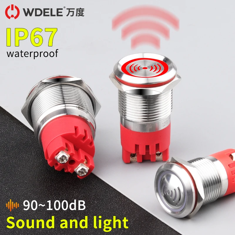 16mm High-decibel and High-loudness Stainless Steel Metal Buzzer with Indication 12/24V/220V