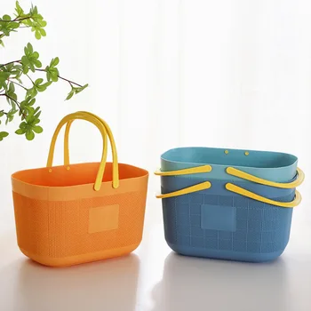 Wholesale portable plastic storage basket kitchen household bath bathroom bath basket storage basket