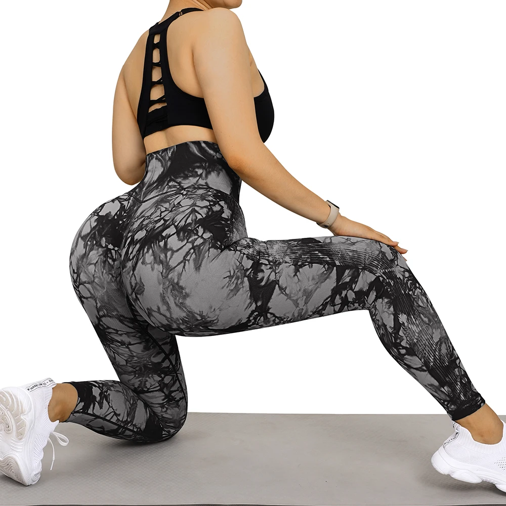 Pantalones de Fitness sin costuras Tie-dye para mujer/pantalones