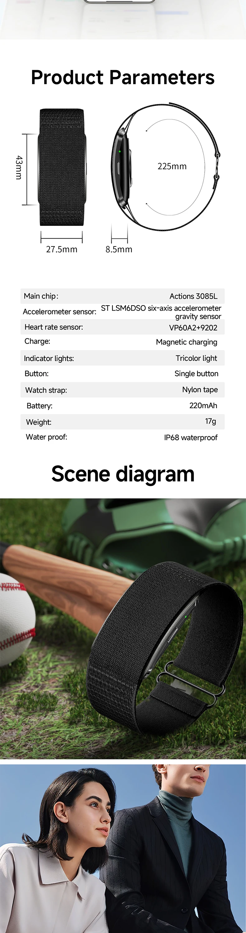 product new screenless smart bracelet y105 for men women 17g light body incoming call message reminder body fitness tracker watch-11